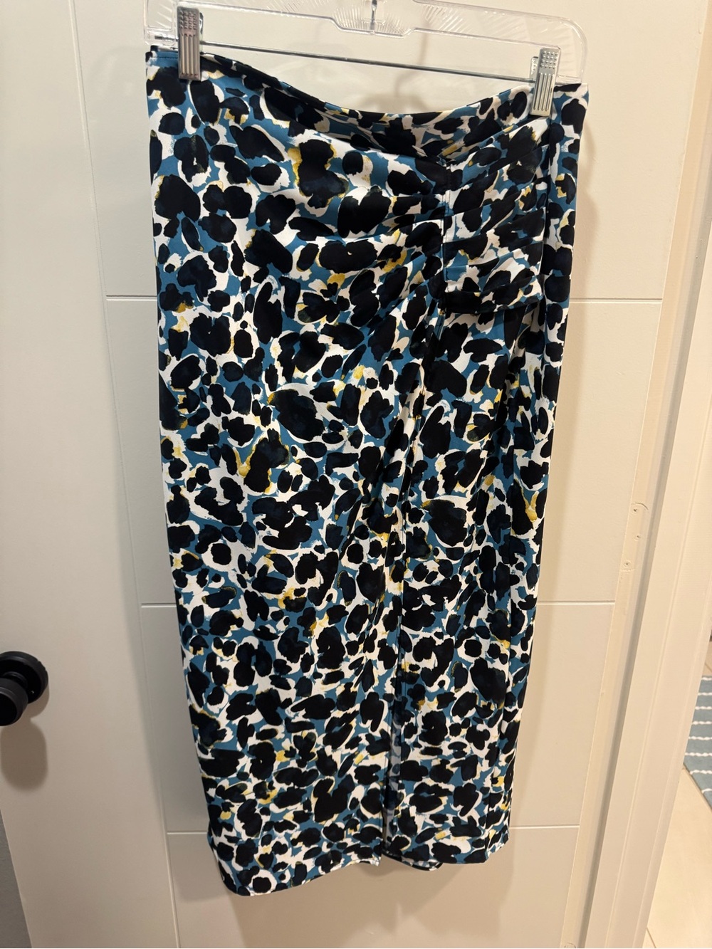 Zara Blue Black White Animal Print Midi Skirt